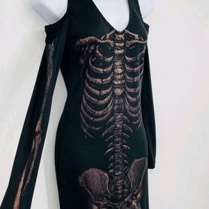Full length stretchy Lip Service long maxi bodycon cold shoulder skeleton dress